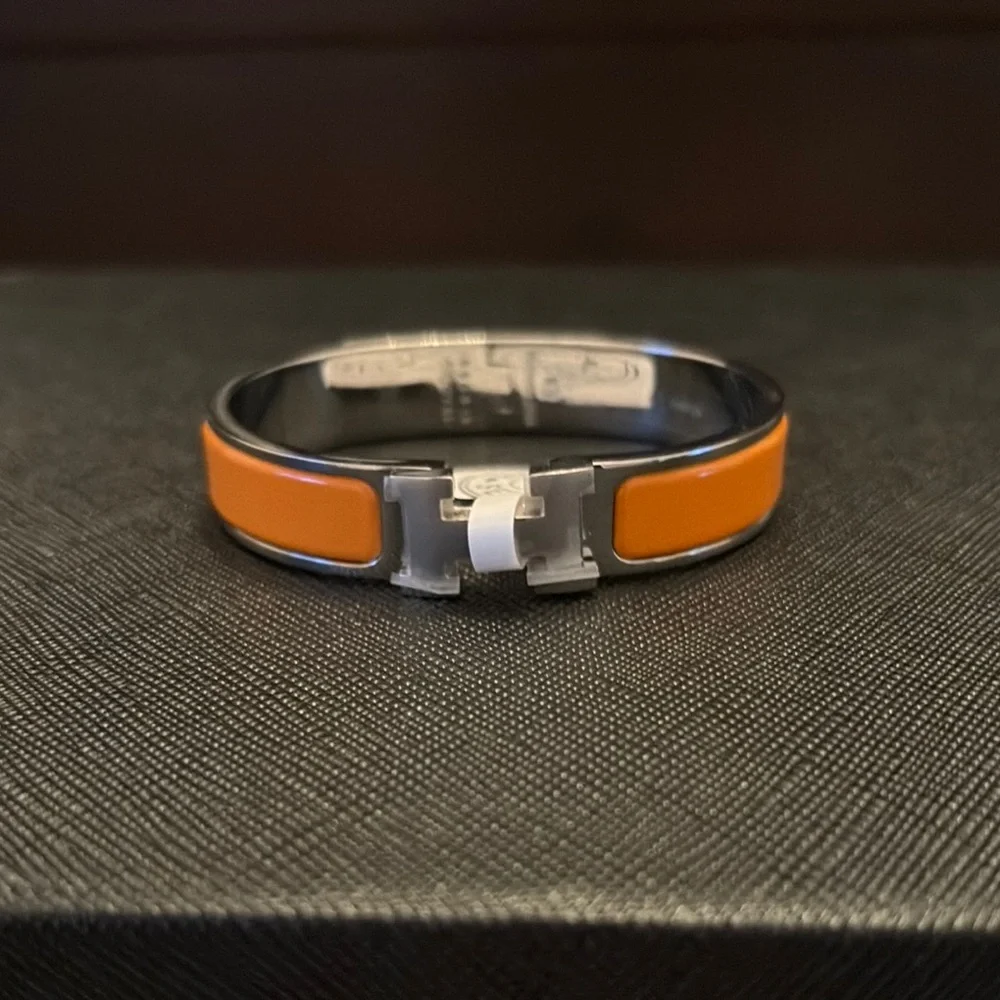 Designer Orange and Silver H Bangle